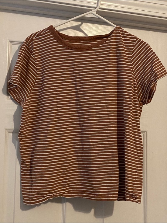 Sonoma Tops - Sonoma Rust Brown and White Striped Short Sleeve Tee